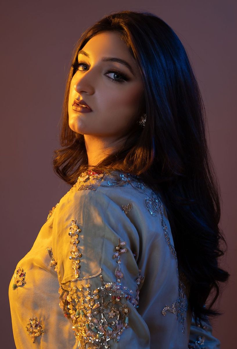 Walima look in sage with a rust dupatta