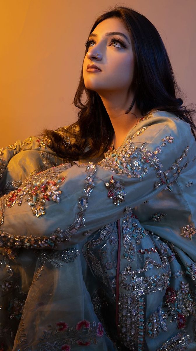 Walima look in sage with a rust dupatta