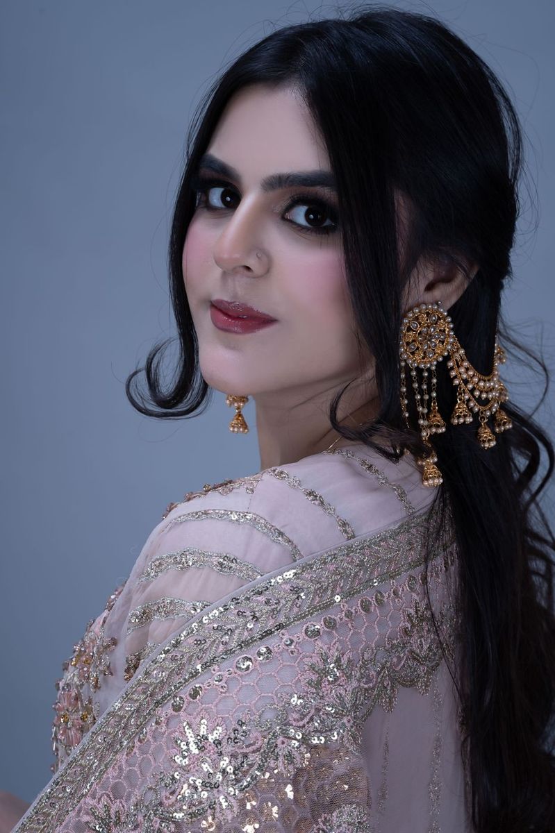 Formal portrait in blush and gold