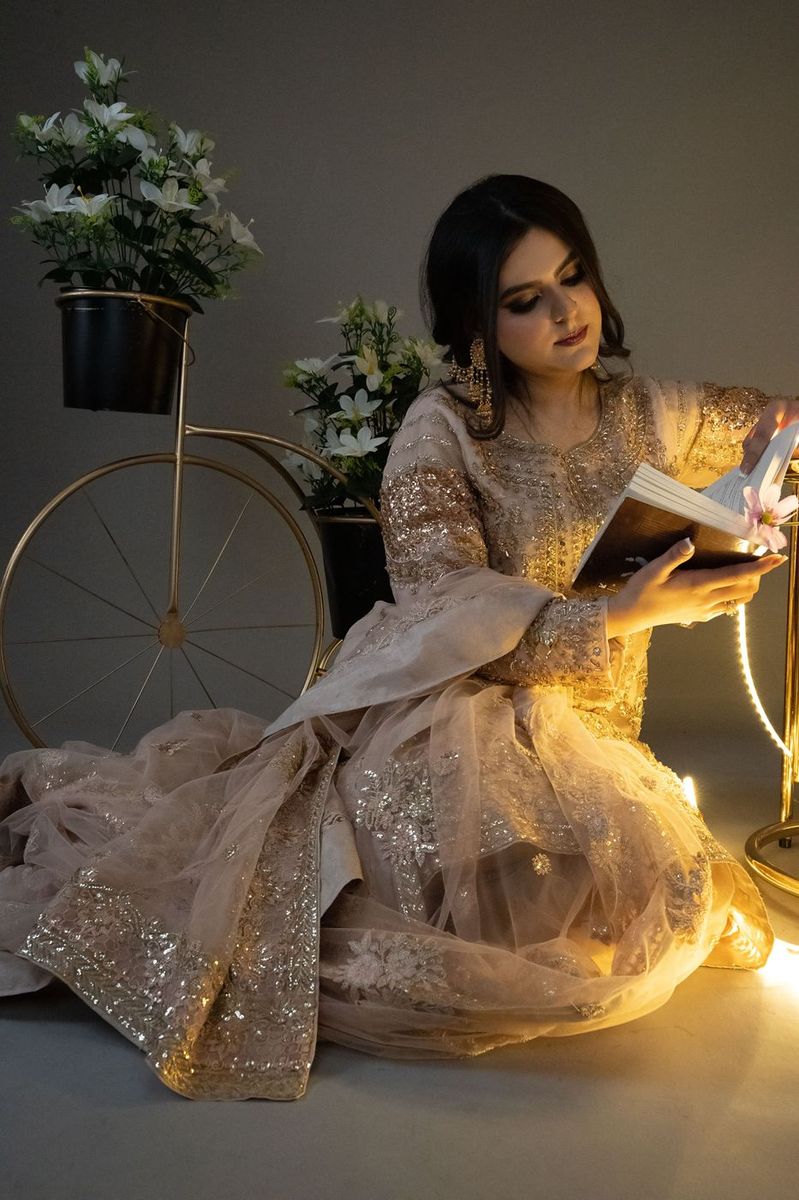 Editorial portrait with fairy lights