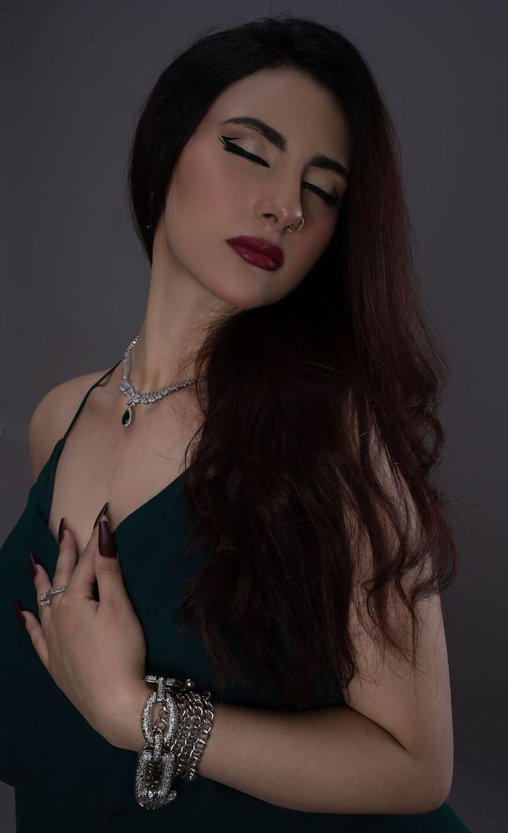Evening portrait in deep green