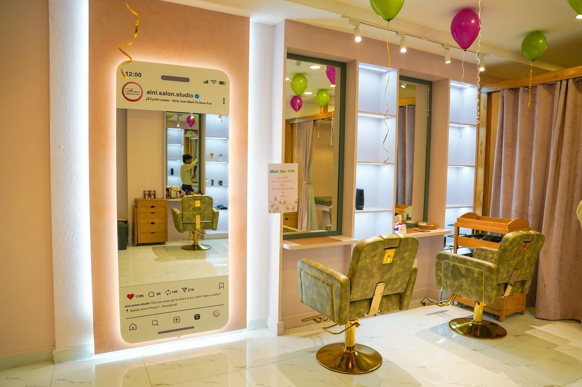 Styling stations at the salon
