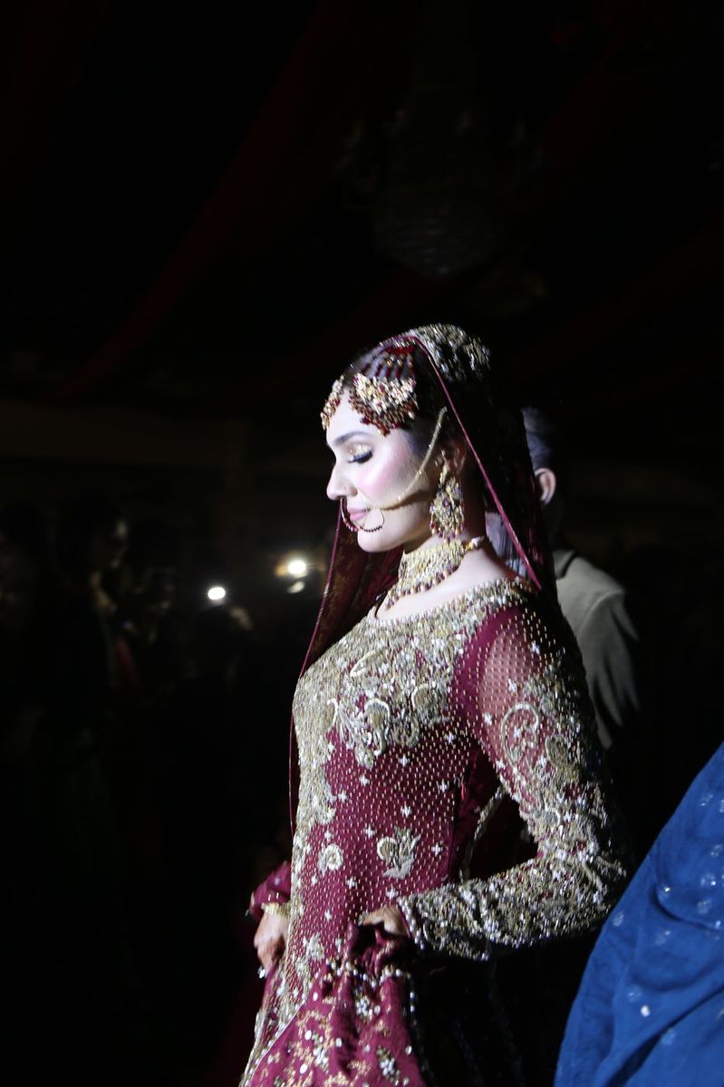 Bridal portrait in maroon