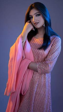 Portrait in soft pink shimmer