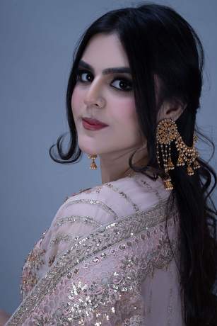 Formal portrait in blush and gold