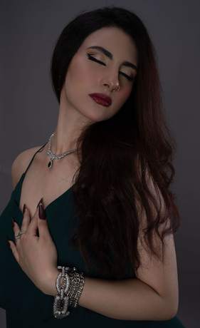 Evening portrait in deep green