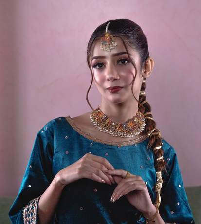 Jeweled braid styled at the salon